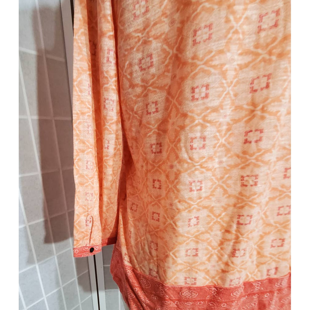 NWT Lucky Brand Women Orange 3/4 Sleeve V-Neck Shirt Top Tunic Plus Size: 1X - Picture 3 of 6